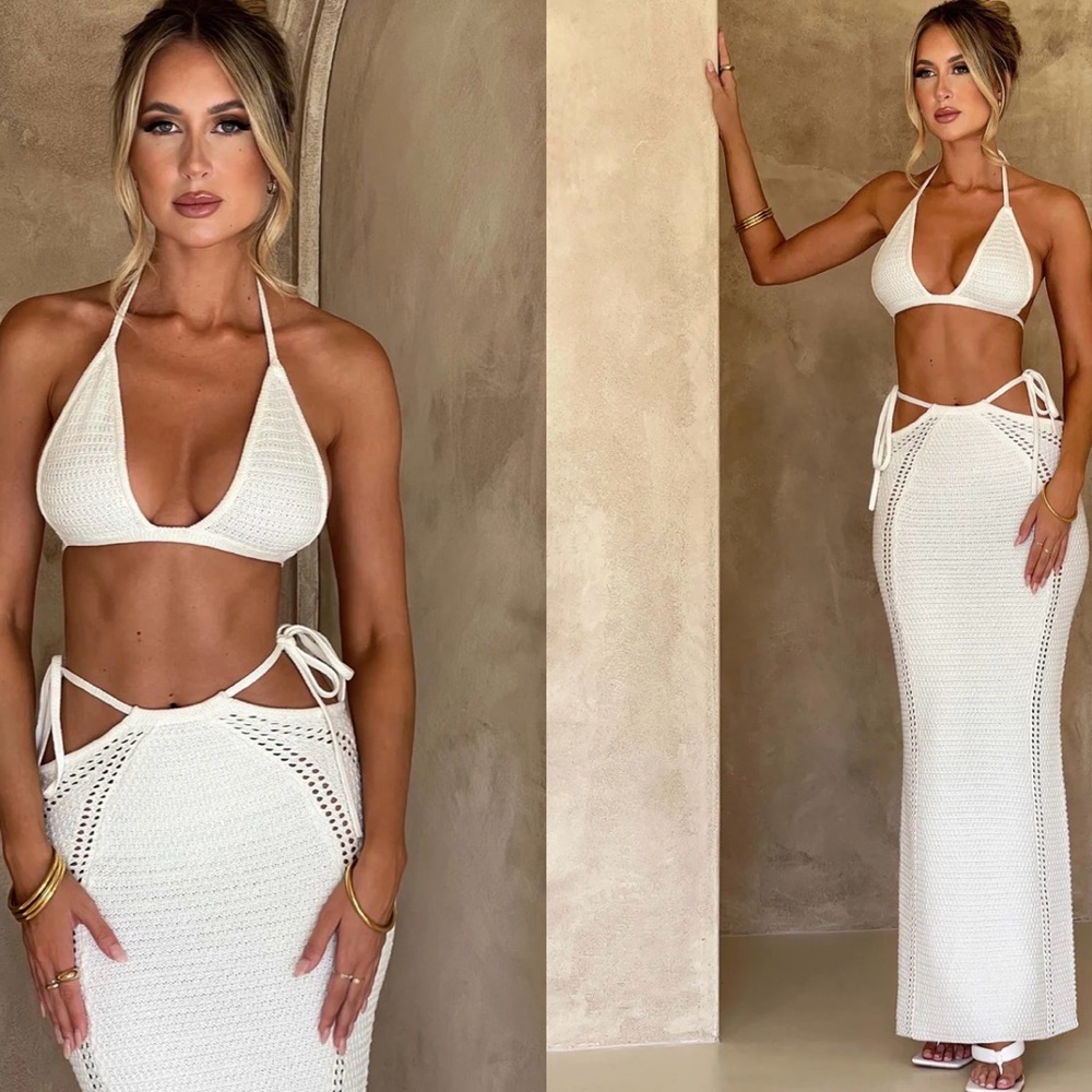 White Crochet Vacation Set 🏝️🤍